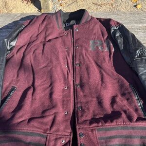 Rock Revival Burgundy and Black Varsity Jacket